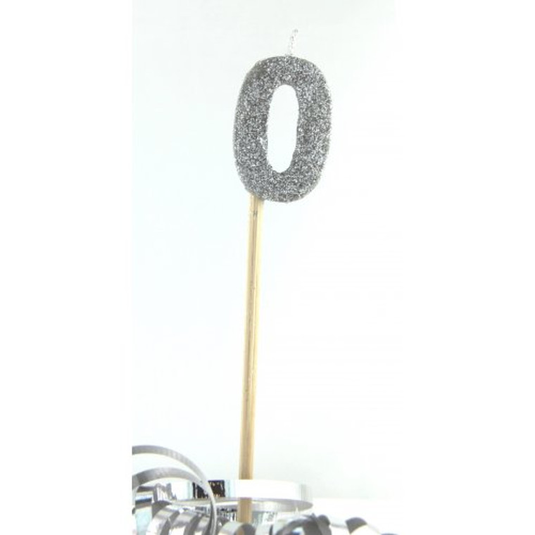 Silver Glitter Long Stick Candle #0 P1