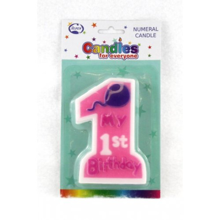 1st Birthday Girl Jumbo Candle 1 Shape P1