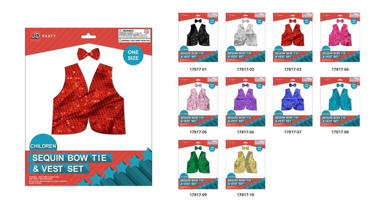 Children Sequin Bow Tie & Vest Set