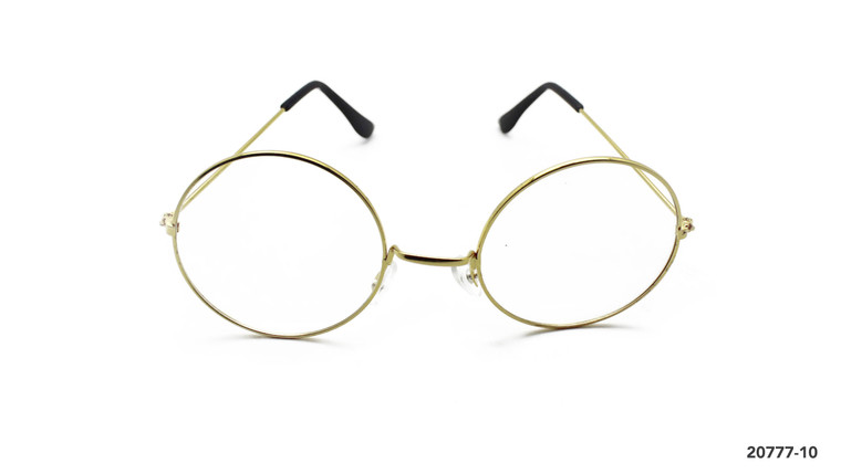 Party Glasses Hippie (L) (Gold Rim Clear)