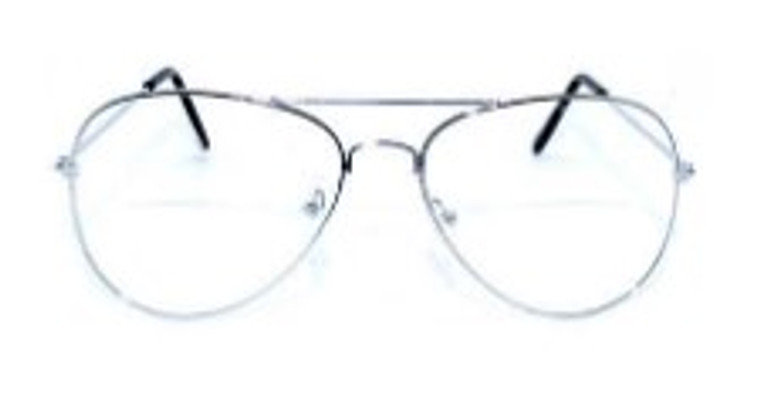 Party Glasses Aviator (Silver Frame Clear Lens)