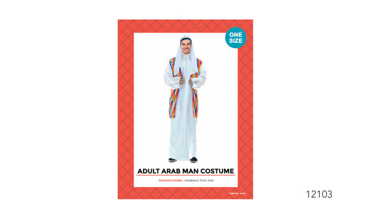 Adult Arab Pilgrim Man Costume Rainbow Stripe