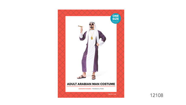 Adult Arabian Man Costume Purple Stripe