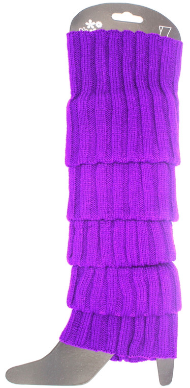 Plain Chunky Knit Leg Warmer Purple