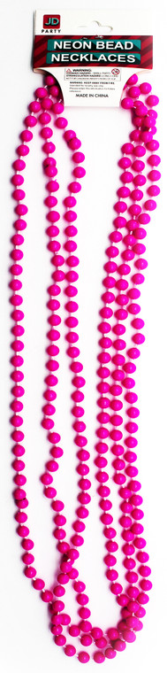 Neon Beaded Necklace Hot Pink 3pk