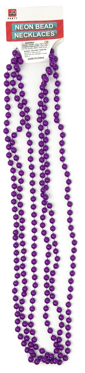 Neon Beaded Necklace Purple 3pk