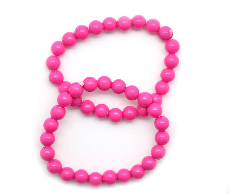 Neon Beaded Bracelet Pink 2pk