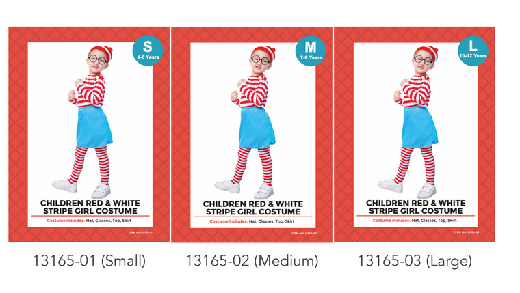 W Red & White Stripe Children Costume Set