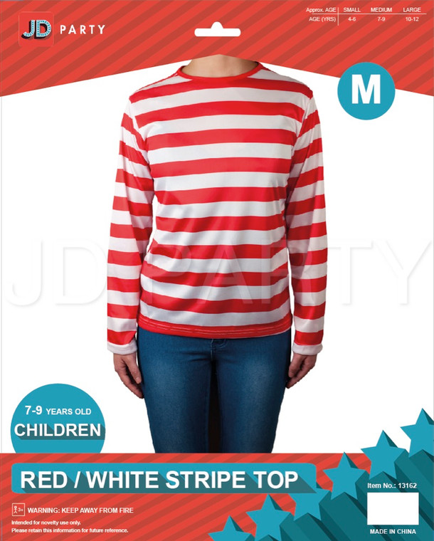 W Red/White  Stripe Children Top