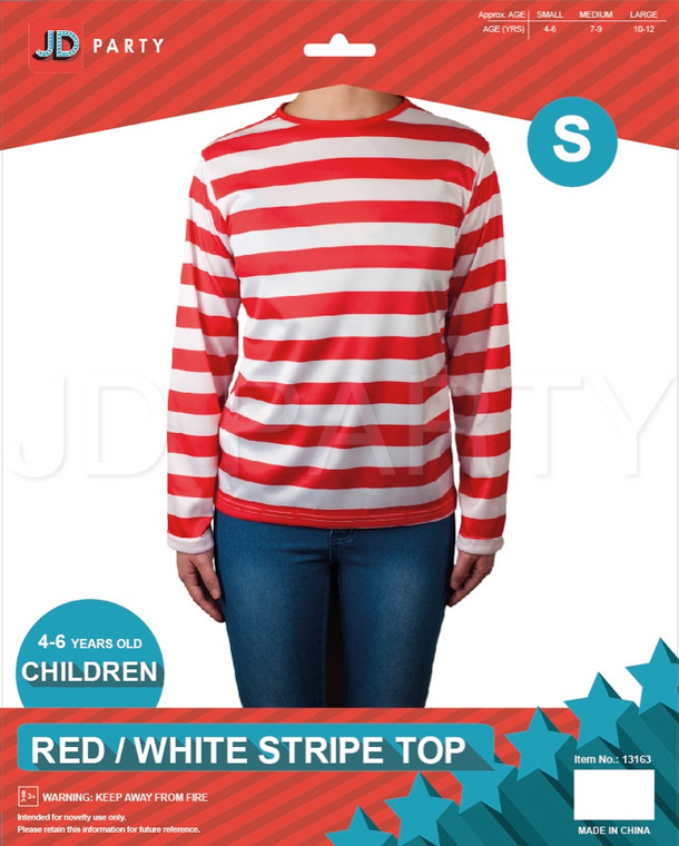 W Red/White Stripe  Children Top