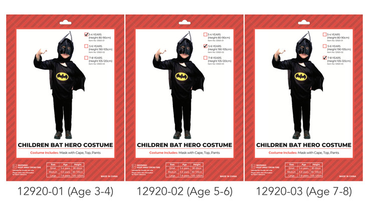 Bat Hero  Children Costume