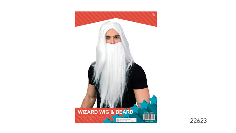 Harry The Wizard White Wig & Beard Set
