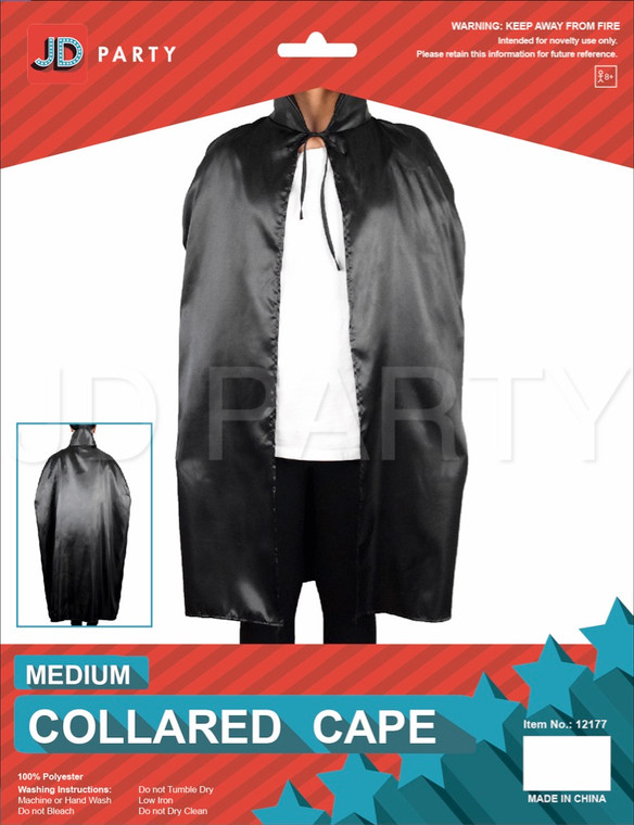 Collared Black Cape Medium