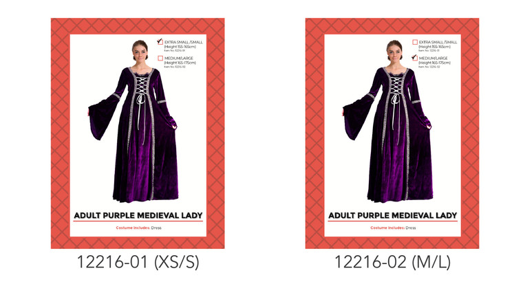 Medieval Purple Lady Adult Costume