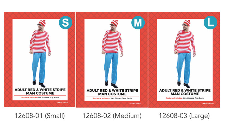 W Red & White Stripe Man Adult Costume Set