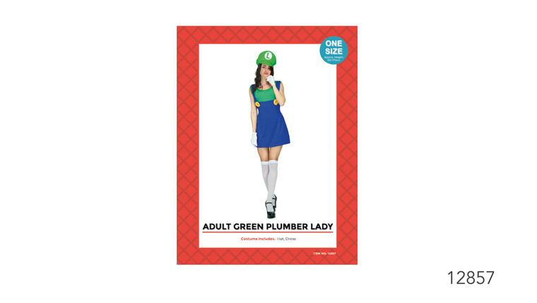 L Green Plumber Girl Adult Costume