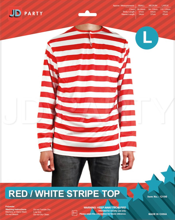 W Red & White Stripe Adult Top Large