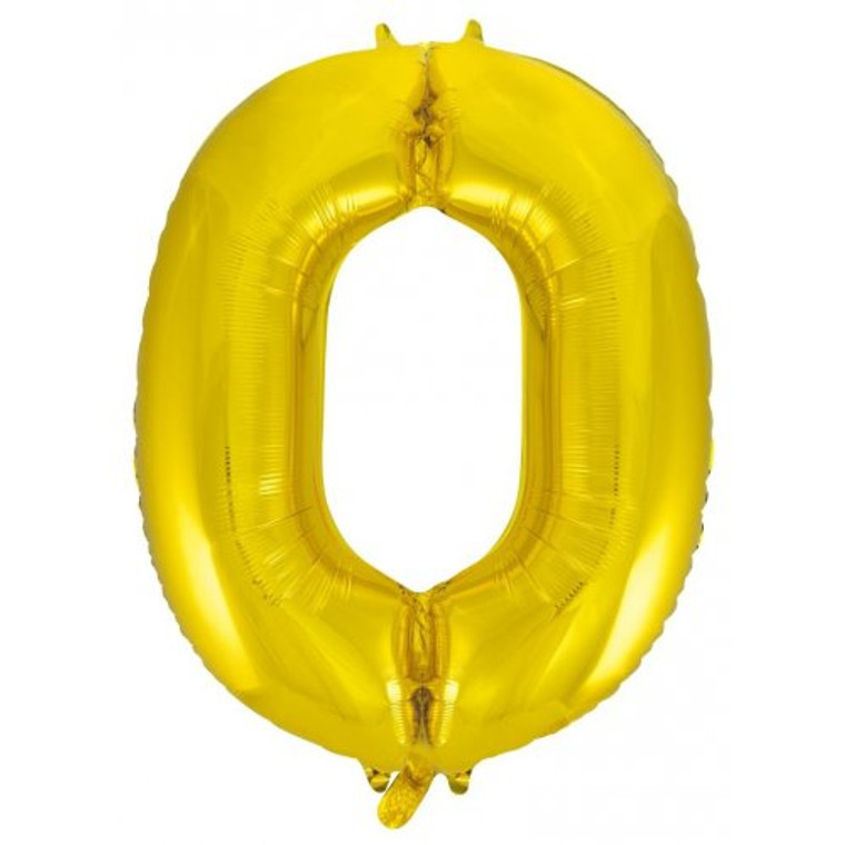 34inch Decrotex Foil Balloon Number Gold #0 Pack 1