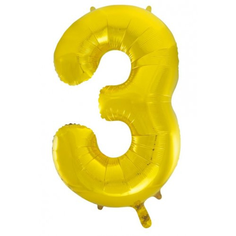 34inch Decrotex Foil Balloon Number Gold #3 Pack 1