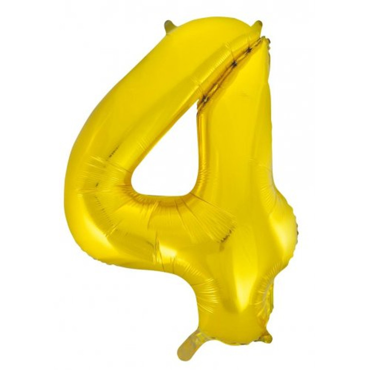 34inch Decrotex Foil Balloon Number Gold #4 Pack 1