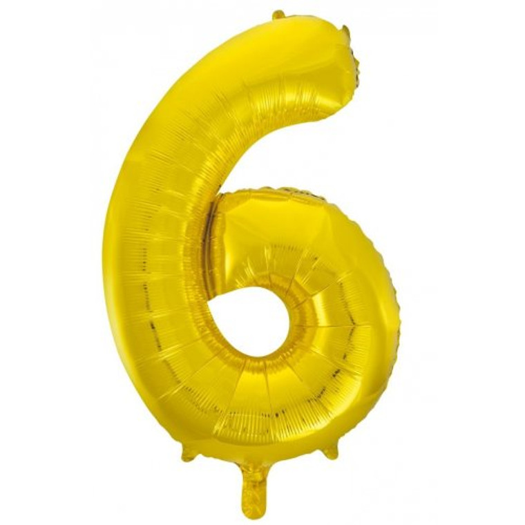 34inch Decrotex Foil Balloon Number Gold #6 Pack 1