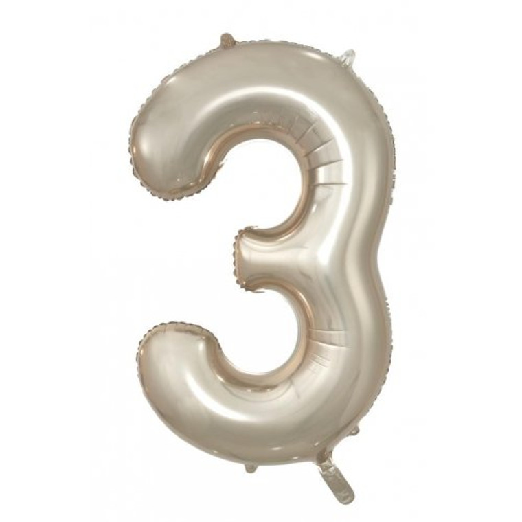 34inch Decrotex Foil Balloon Number Champagne #3 Pack 1