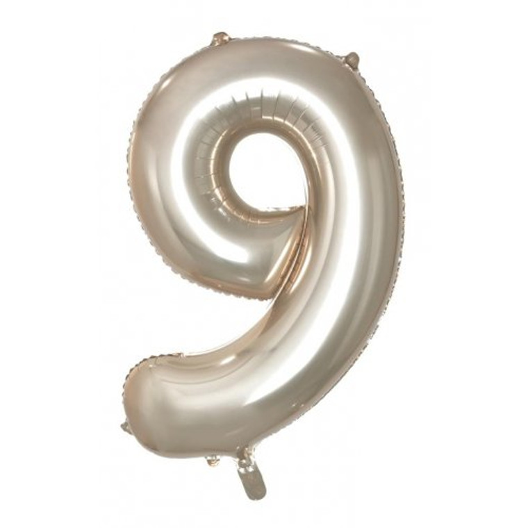 34inch Decrotex Foil Balloon Number Champagne #9 Pack 1