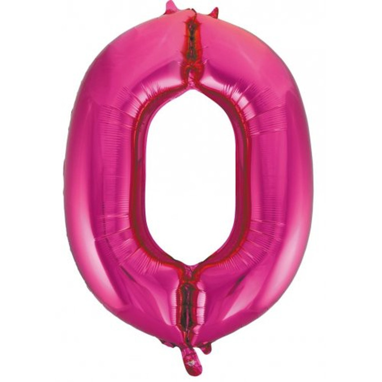 34inch Decrotex Foil Balloon Number Magenta #0 Pack 1