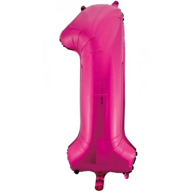 34inch Decrotex Foil Balloon Number Magenta #1 Pack 1