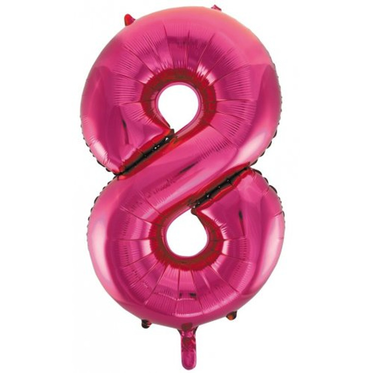 34inch Decrotex Foil Balloon Number Magenta #8 Pack 1