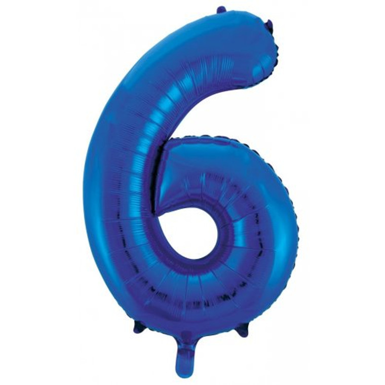 34inch Decrotex Foil Balloon Number Blue #6 Pack 1