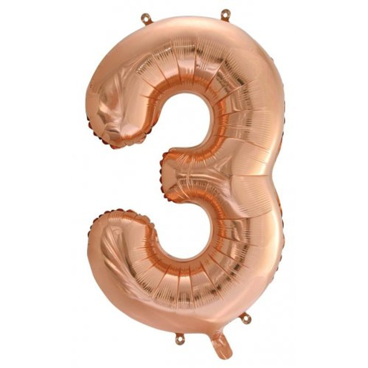 34inch Decrotex Foil Balloon Number Rose Gold #3 Pack 1