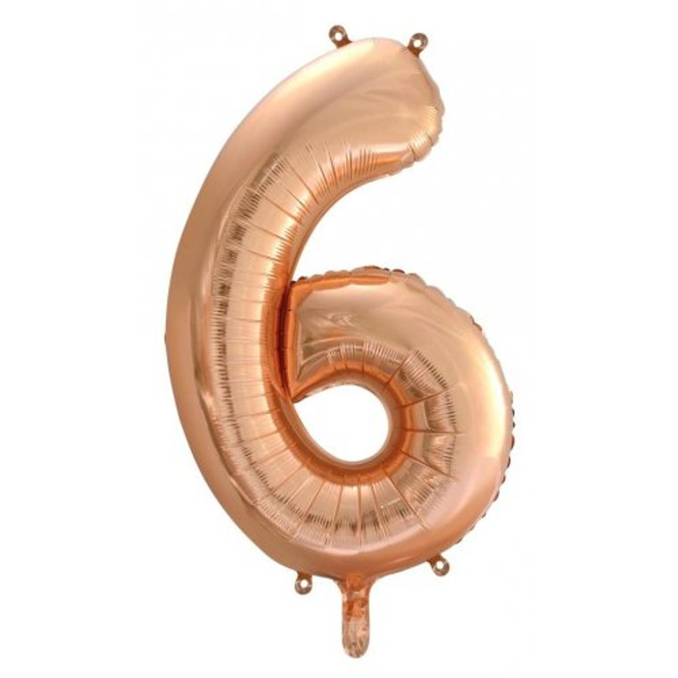34inch Decrotex Foil Balloon Number Rose Gold #6 Pack 1