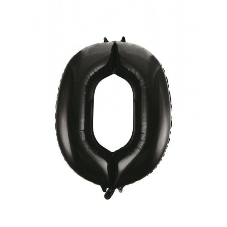 34inch Decrotex Foil Balloon Number Black #0 Pack 1