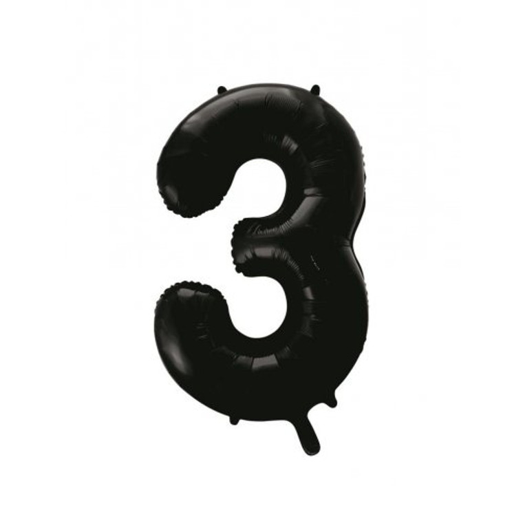 34inch Decrotex Foil Balloon Number Black #3 Pack 1