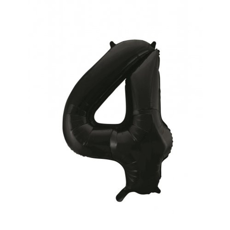 34inch Decrotex Foil Balloon Number Black #4 Pack 1