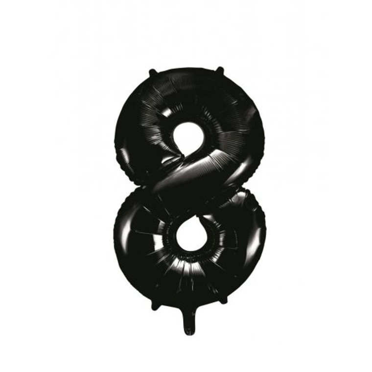 34inch Decrotex Foil Balloon Number Black #8 Pack 1
