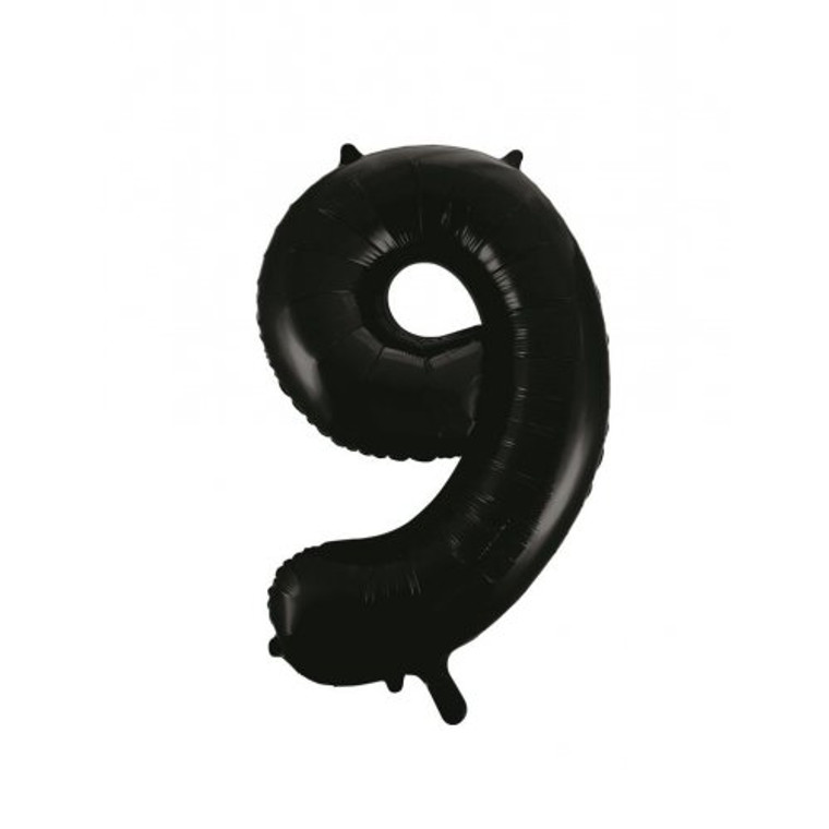 34inch Decrotex Foil Balloon Number Black #9 Pack 1