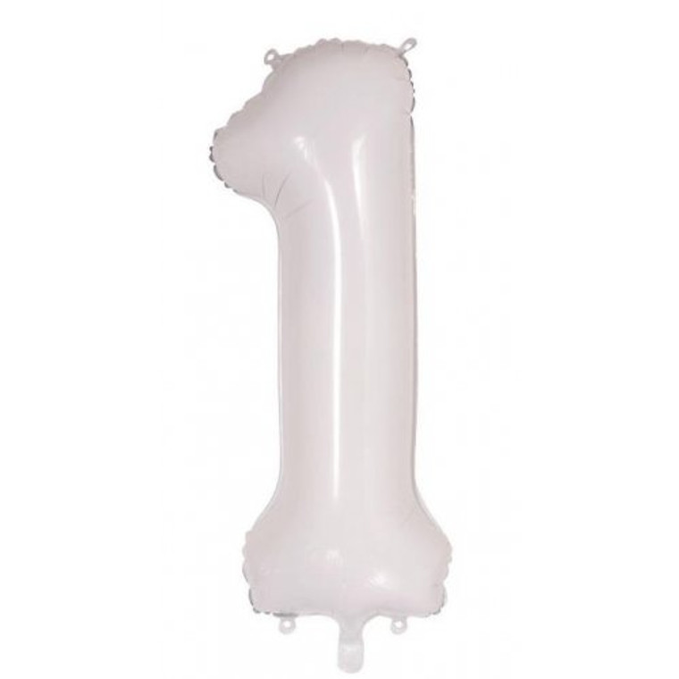 34inch Decrotex Foil Balloon Number White #1 Pack 1