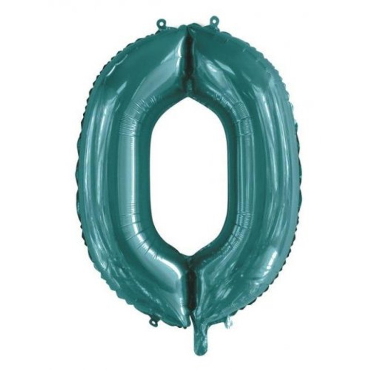 34inch Decrotex Foil Balloon Number Teal #0 Pack 1