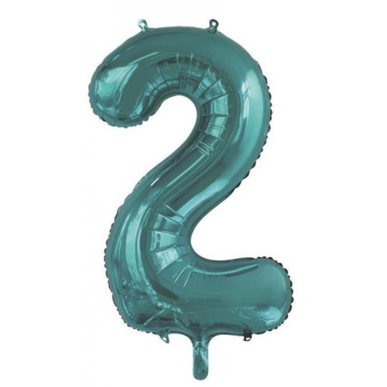 34inch Decrotex Foil Balloon Number Teal #2 Pack 1