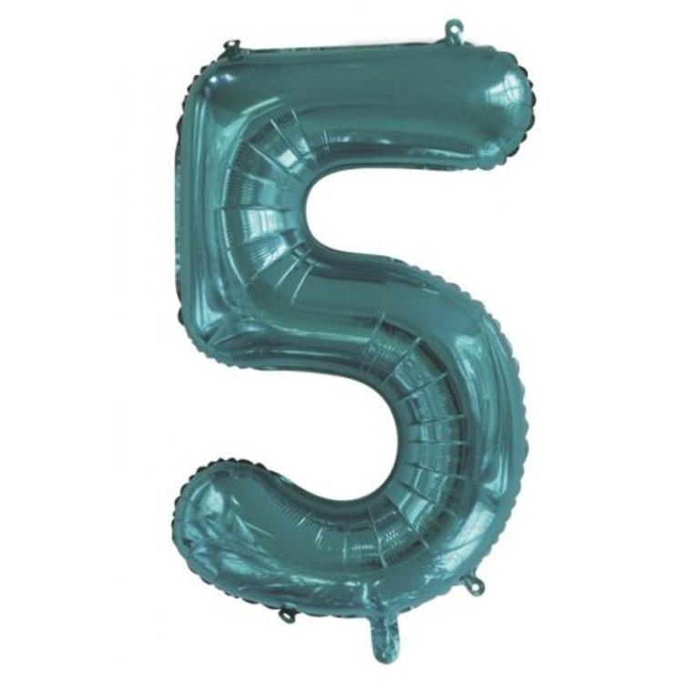 34inch Decrotex Foil Balloon Number Teal #5 Pack 1