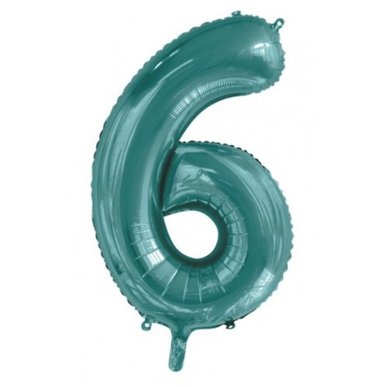 34inch Decrotex Foil Balloon Number Teal #6 Pack 1