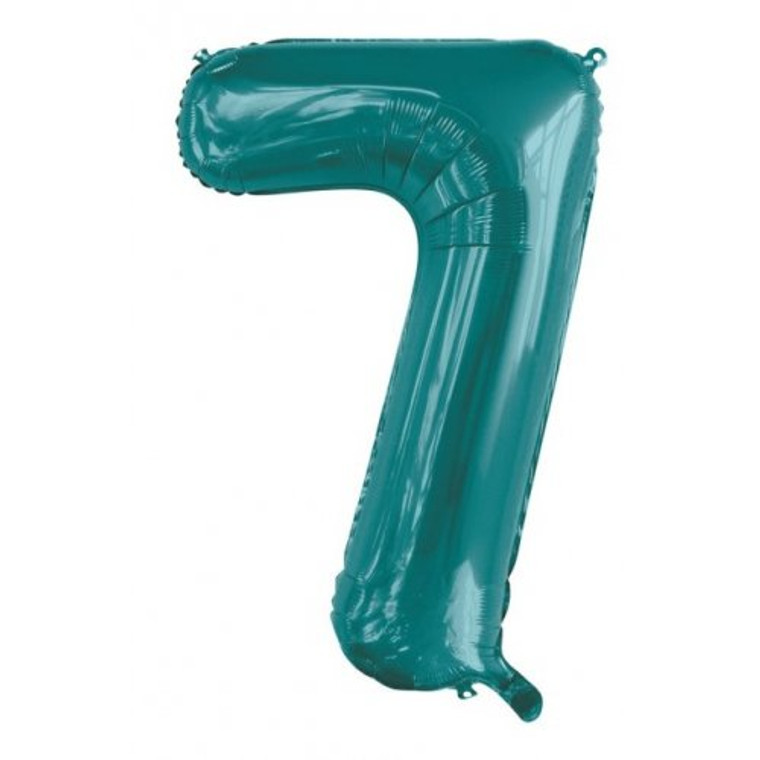 34inch Decrotex Foil Balloon Number Teal #7 Pack 1