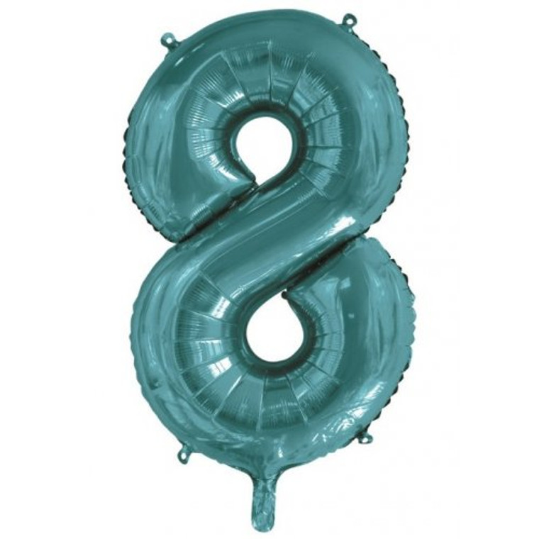 34inch Decrotex Foil Balloon Number Teal #8 Pack 1