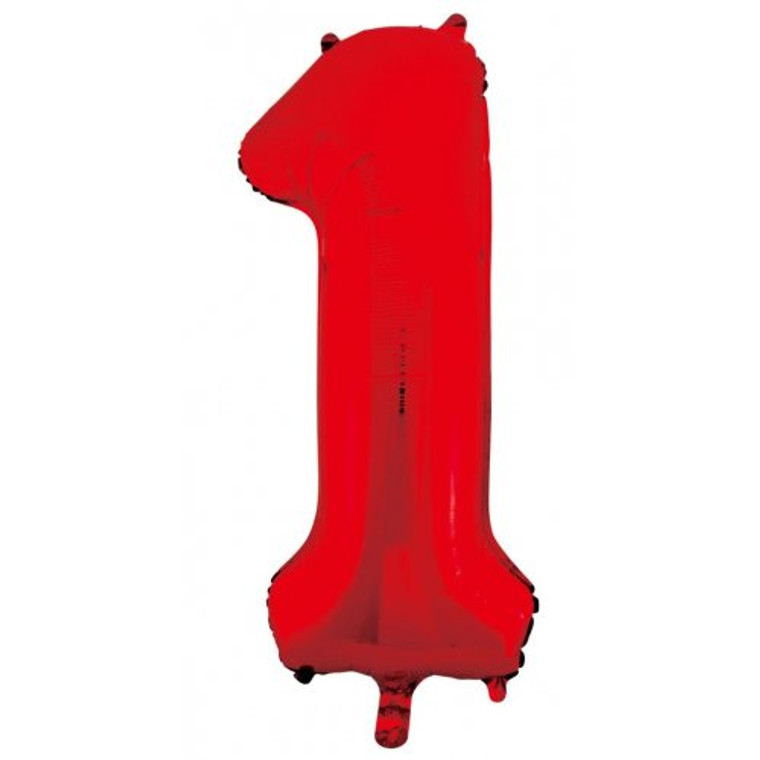 34inch Decrotex Foil Balloon Number Red #1 Pack 1
