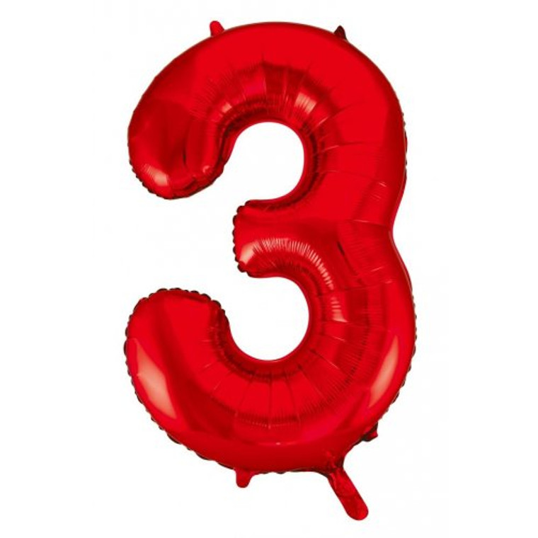 34inch Decrotex Foil Balloon Number Red #3 Pack 1