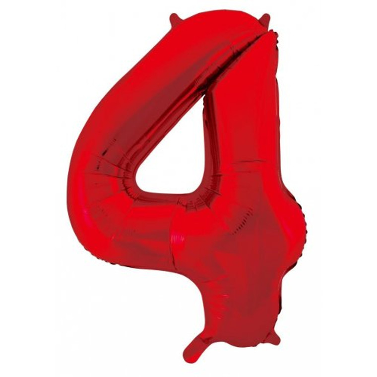 34inch Decrotex Foil Balloon Number Red #4 Pack 1