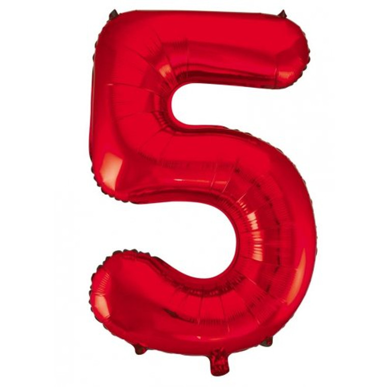 34inch Decrotex Foil Balloon Number Red #5 Pack 1