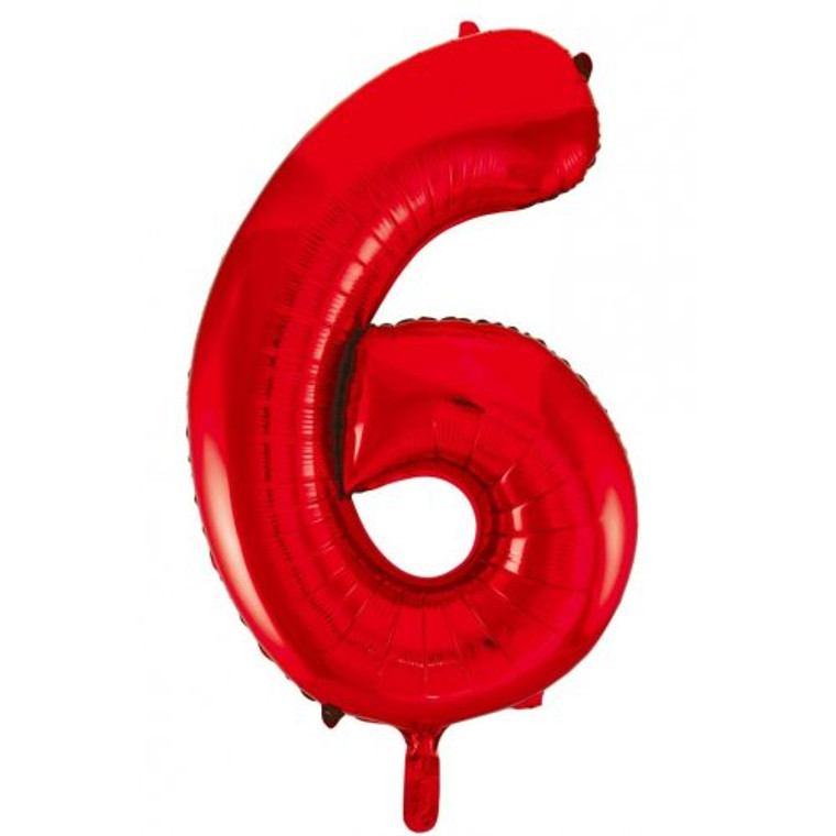 34inch Decrotex Foil Balloon Number Red #6 Pack 1